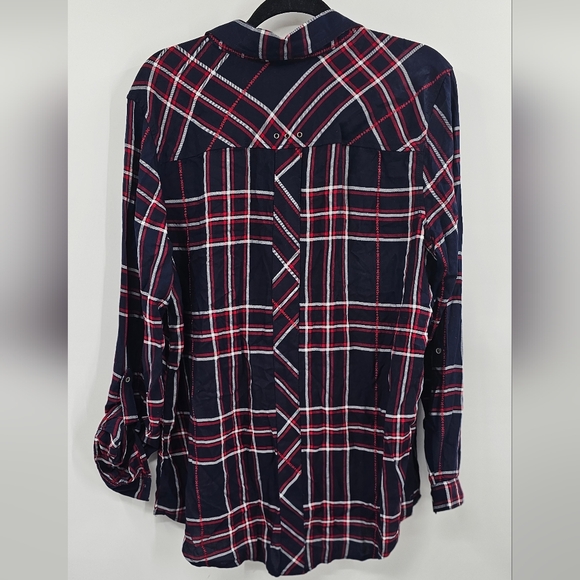 Westbound Navy Blue Plaid Button-Down Shirt Size XL - Picture 3 of 9